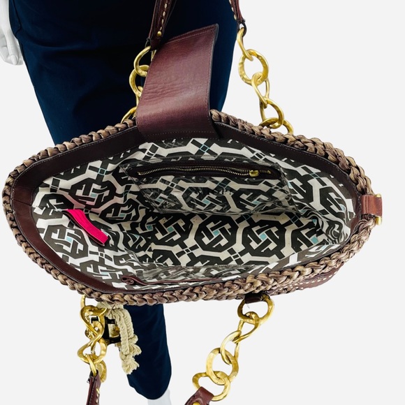 Juicy Couture Tote Bag Corn Husk Goat Leather Lined Beach Summer Vacation Big - Picture 7 of 7